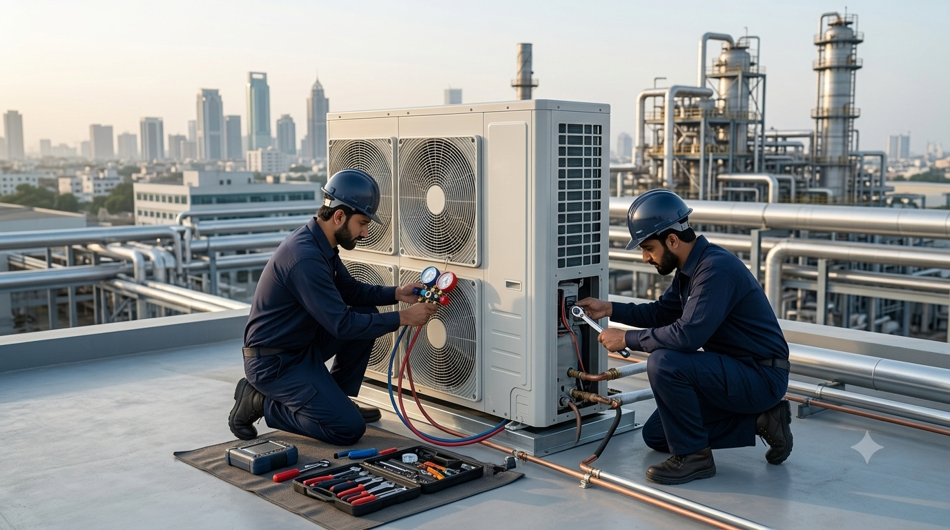 HVAC installation and commissioning team